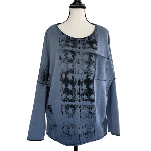 Distressed Raw Hem Womens Top Cotton Long Sleeve Made In Italy Size 3 Relaxed - Picture 8 of 8